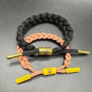 2 Rastaclat Women's Braided Bracelet Set - Black & Coral